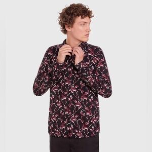 The Kooples Paris Men's Floral Shirt Spicy Leaves NWT $245 Size L Rock Chic